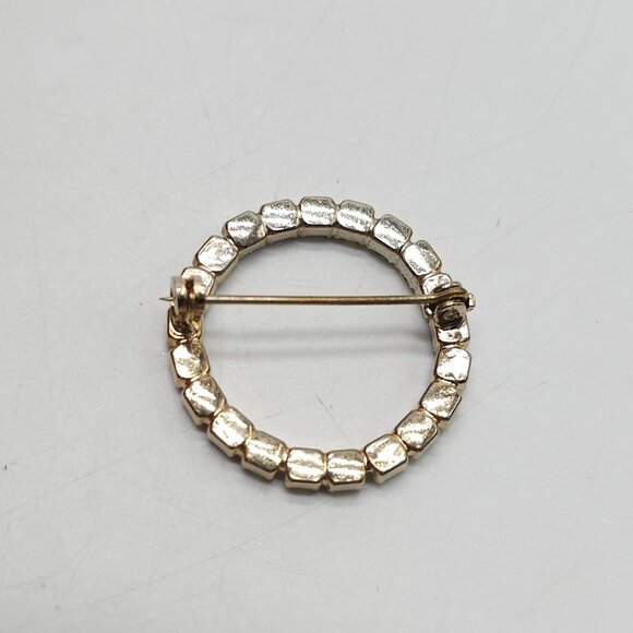 Vintage Round Aurora Borealis Rhinestone Circle Brooch Pin - Picture 3 of 4